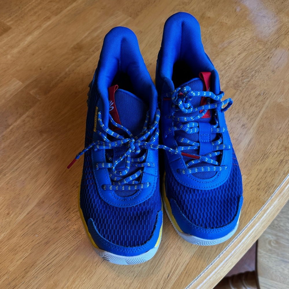 Under Armour Curry Blue and Yellow Sneakers